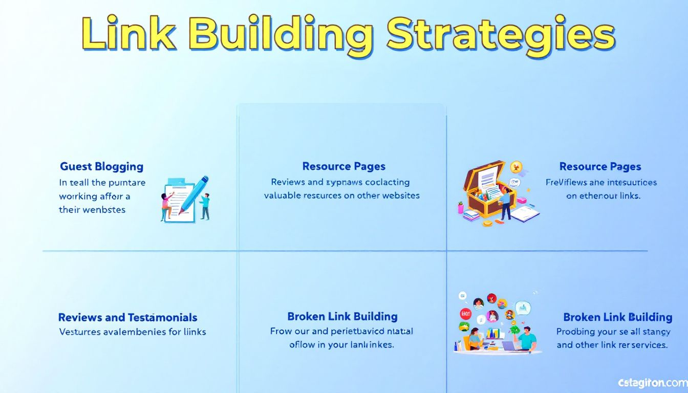 An infographic detailing effective link building strategies.